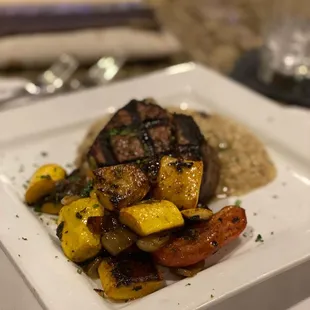 Filet, fresh veggies, and amazing risotto.