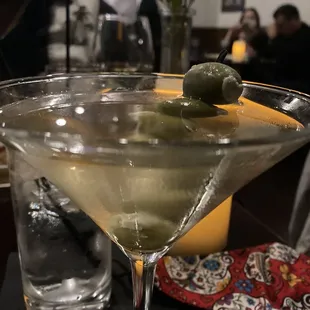 Grey Goose Dirty Martini w EXTRA blue cheese stuffed olives.