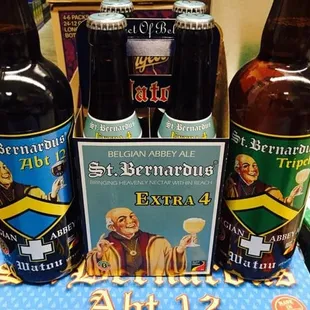 a display of beer bottles