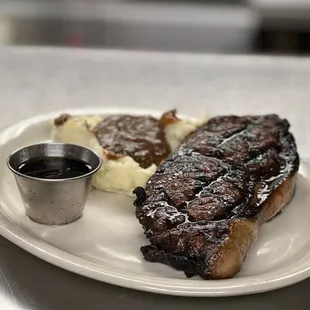 steak and mashed potatoes