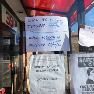 a sign in the window