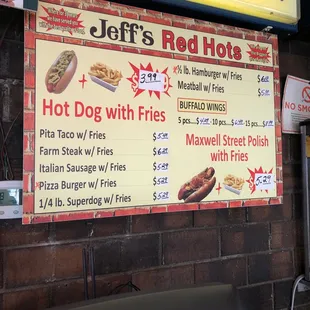 Specials menu as of late November 2020