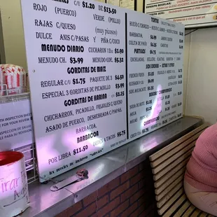 a menu on a table
