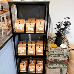 Our coffee beans fully stocked.