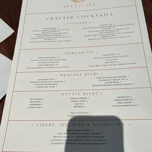 a menu on a table