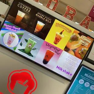 a display of drinks and beverages
