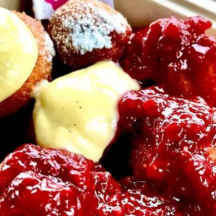 Gf jelly and creme anglaise doughnuts