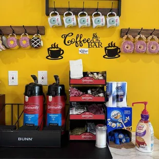 They have coffee, hot, chocolate, and cappuccinos. I have not personally tried any of their coffee beverages.