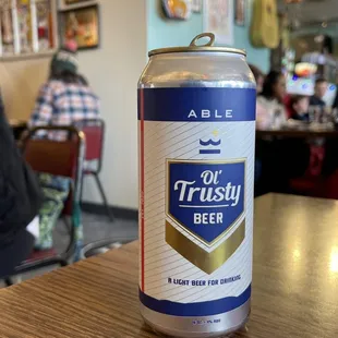 Able Ol Trust Beer ("cheap beer" in a can - rotates)