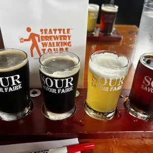 four different types of beer