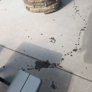Oil on patio general mess!