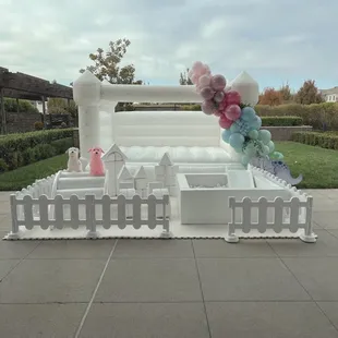 JEM white classic bounce house with soft play