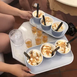 Whiskey shots with soft serve backs