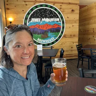 Enjoying the IPA while our pie baked to perfection.
