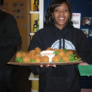 Kiara with Hush Puppies at a catered party!