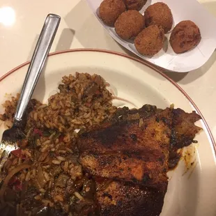 catfish etoufee with hushpuppies  = amazing