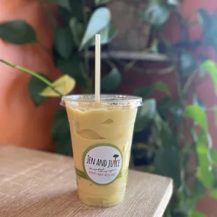 a smoothie in a plastic cup