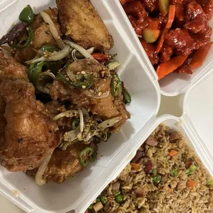 6. Salt and Pepper Chicken Wings, 2. BBQ Pork Fried Rice, 12. Sweet and Sour Chicken Dinner Special