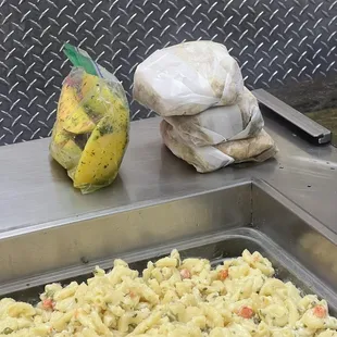 a tray of macaroni and cheese