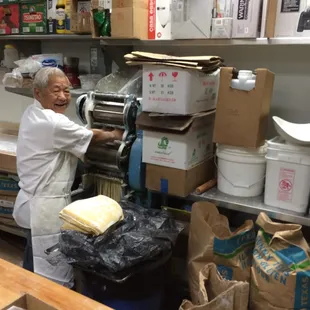 Where do our delicious noodles come from?  From the talented hands of lao ban!