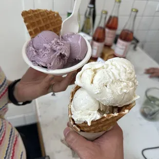 Lavender ice cream and honey vanilla bean