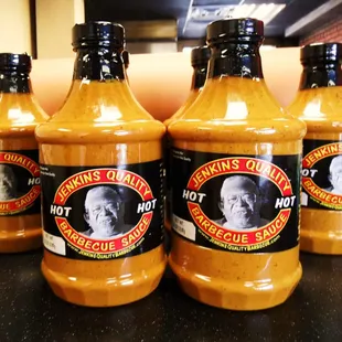 Purchase Jenkins' hot, mild and sweet sauce at each of the three locations.