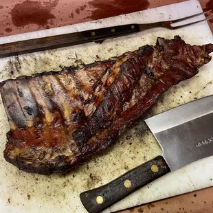 Slab of ribs on the chopping board
