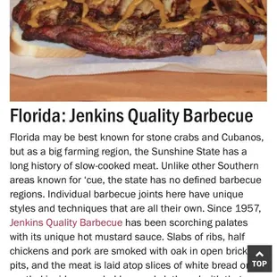 Best BBQ in Florida per Food Network, see Tips for link to article - January 2023