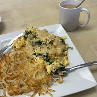 Scrambled eggs with hollandaise sauce!