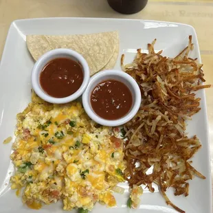 Mexican eggs &amp; hash browns!
