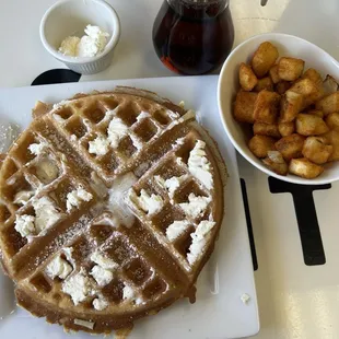 Belgian Waffle and Home Fries