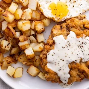 Country fried steak, breakfast