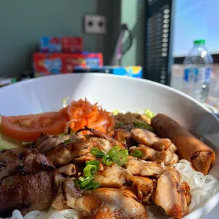 B12. Vermicelli with Grilled Honey Chicken and Egg Roll