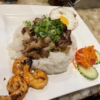 C3. Rice with Grilled Skewer Pork, Shrimp and FRIED Egg