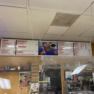 menus and prices on the wall
