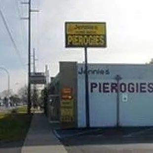 pierogies on the side of a building