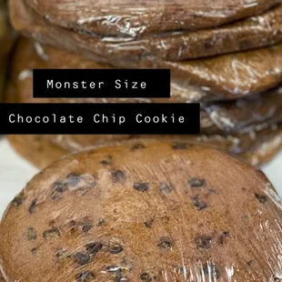 Monster size chocolate chip cookies and peanut butter cookies
