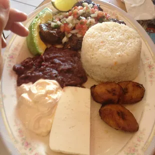 Typical Honduran breakfast with steak