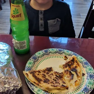 More than sixteen dollars for this. There was only one tortilla in the qeusadilla, as shown.