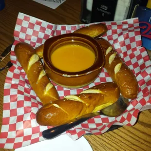 Pretzel with beer cheese dip