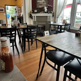 tables and chairs in a restaurant