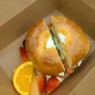 Lox bagel on a jalapeno bagel (ordered to go)