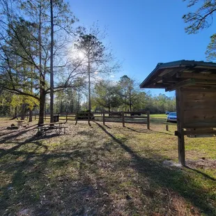 Beginning of one of the trails looking back at the parking lot