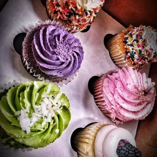 Little Princess Cupcake (sprinkles), Purple Velvet aka Ube, Strawberry Milkshake, Buko Pandan, Tres Leches