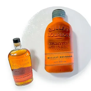 Bulleit bourbon cake side by side comparison to the real bottle