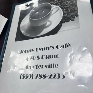 Menu cover