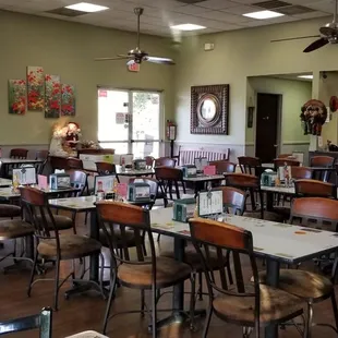 empty tables and chairs