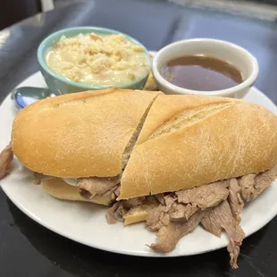 Trophy Case Tri-Tip Dip Sandwich with Chicken Pot Pie Soup