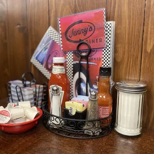 a variety of condiments