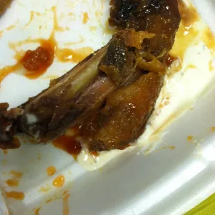 Last piece of chicken...couldnt enjoy it, had to spit it out. Disguisting! Can you see the black area.....all rotten. Never again Jenny's!
